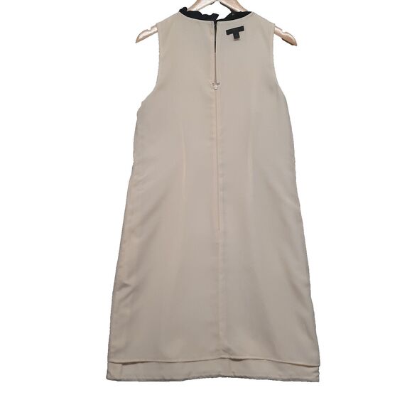 J. Crew Cream Black Sleeveless Ruffle Stretch Sheath Shift Dress Size 6 Tall - Picture 10 of 11